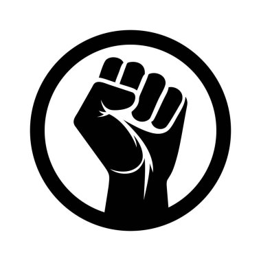 Çemberde yükseltilmiş yumruk el logo vektör çizimi şablonu