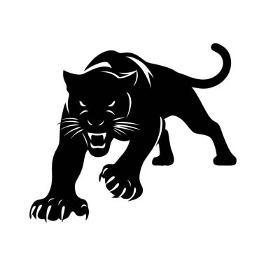 Black panther logo vector illustration template. Simple design hand drawing