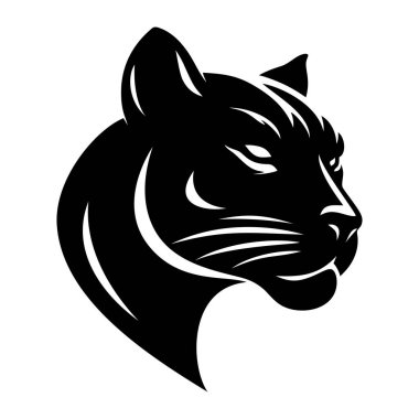 Kara panter logosu amblem vektör çizim şablonu. Basit bir sanat simgesi. Vahşi hayvanların siyah beyaz yapıştırması.