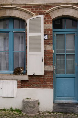 Mavi kepenkleri ve pencerenin pervazında tembelce uzanan meraklı bir kediyi barındıran büyüleyici ve rahat tuğla bir bina.