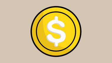 Altın bir madeni paranın vektör görüntüsü. Parlak, sarı bir para.