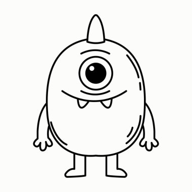 Gülümseyen Kiklops Canavarı Büyük Orta Boynuzlu