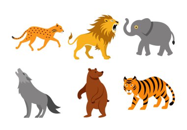 Vahşi Hayvan renk vektör paketi.