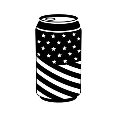 Amerikan bayrak silueti vektörüyle soda kutusu.