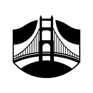 4 Temmuz siluet vektörü için bir bayrak sallayan Golden Gate Köprüsü.