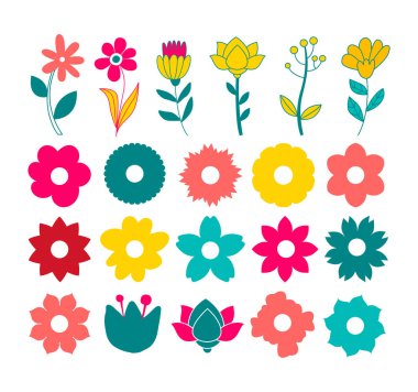 Dekoratif çiçek elementleri seti
