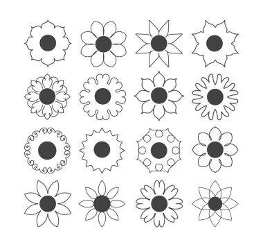 Dekoratif çiçek elementleri seti