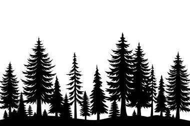 Beyaz arkaplanda siyah ağaçlar