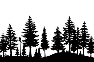 Ağaçların ve ormanın silueti.