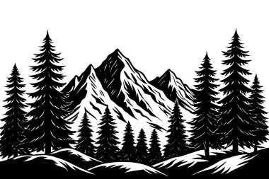 Ağaçlı kara orman manzarası