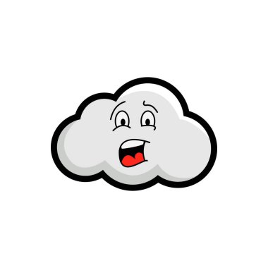 Cartoon Cloud with Surprised Face Expression clipart