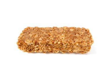 Mısır gevreği çubukları veya haddelenmiş yulaf beyaz arka plan üzerinde izole yapılmış kek