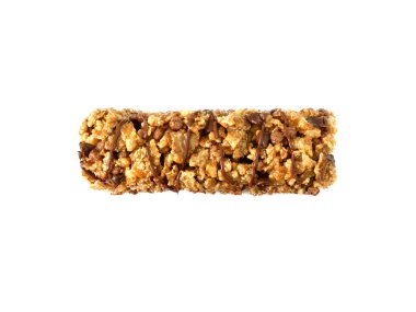 Beyaz arka planda izole edilmiş çikolatalı mısır gevreği. Üst görünüm.