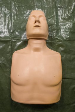 Yeşil bir muşambada suni tente eğitimi.