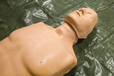 Yeşil bir muşambada suni tente eğitimi.