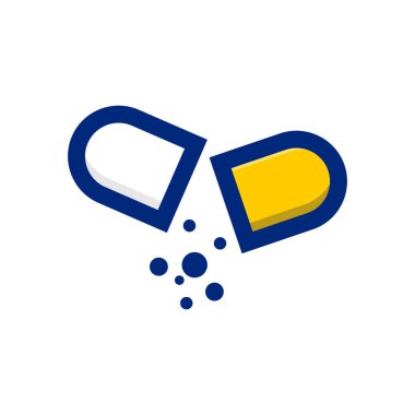 Haplar ve tablet ikonlar. Eczane ve uyuşturucu sembolleri. Hapların ikonası. Tıbbi ikon tasarımı çizimi. İlaç ya da kapsül simgesi basit bir işaret. Tıbbi eczane tasarımı izole edildi