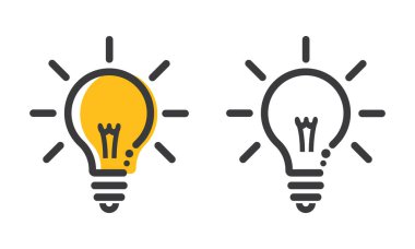 İki farklı ampul türü, simge, vektör.