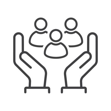 Sosyal sermaye simgesi, çalışan, aile - simge, vektör.
