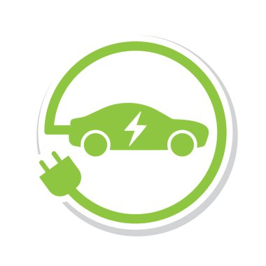 Fiş yeşil simge sembollü elektrikli araba.