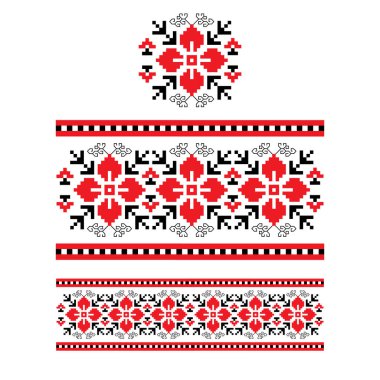 Bulgar halk nakışları üç varyant, vektör.