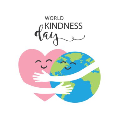 Dünya nezaket günü, gülen yüz ve kalp - tasarım şablonu.