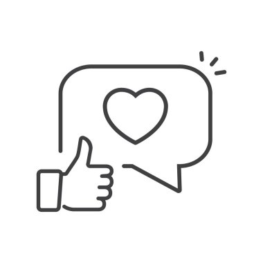 Kalpli mesaj balonu. Sevgililer günün kutlu olsun, basit aşk sembolü, ikon koleksiyonu..