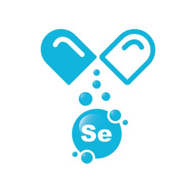 Selenium minerals inside blue bubble, icon, vector. clipart