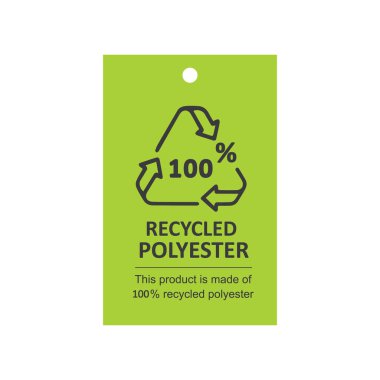 % 100 geri dönüştürülmüş polyester vektör, simge, etiket, etiket.