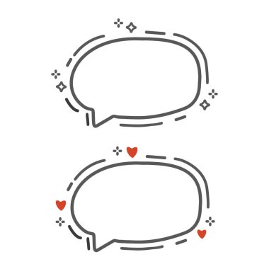 Kalpli mesaj balonu. Sevgililer günün kutlu olsun, basit aşk sembolü, ikon koleksiyonu..