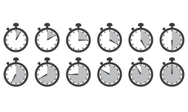 Zamanlayıcı kronometre simgesi seti, basit tasarım.