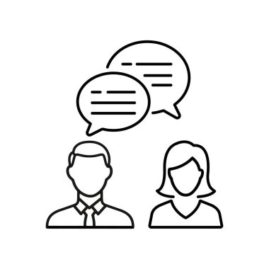 Yazışan iki kişi arasındaki diyalog. Bir erkek ve bir kadın iş yerinde iletişim kuruyor..