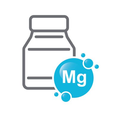 Magnezyum Mineraller Element Amblem Vektör Hattı Simgesi. Vitamin Kompleksi Temel Destek, Sağlık Hizmetleri.