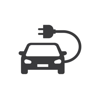 Elektrikli araba şarj olacak, simge.