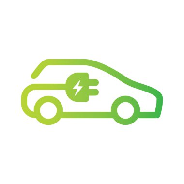 Elektrikli araba ikonu. Fiş şarjlı elektrikli araba - logo.