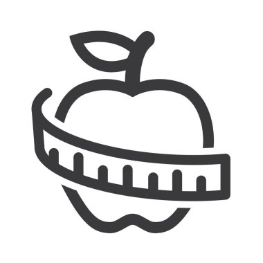 Metresi olan bir elma, diyetin ve sağlıklı beslenmenin sembolü..