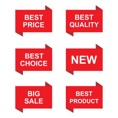 Etiket: En İyi Fiyat, Kalite, Seçim, Ürün, Yeni ve Büyük Satış, vektör, simge.