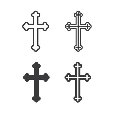 Ortodoks ve Hristiyan kesişiminin dört versiyonu, simgesi, vektörü.
