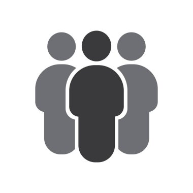 Bir grupta üç kişi ve bir lider, ikon.