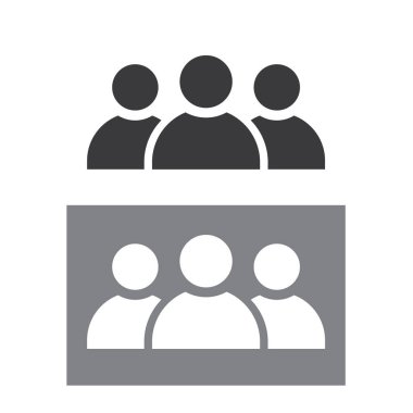 Sosyal ağ kullanıcıları, vektör, simge. Siyah beyaz üç kişi..