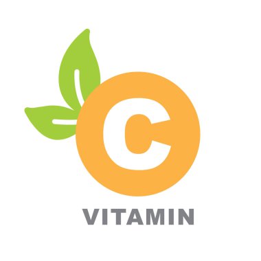 C vitamini portakal ve yapı. Haplar karmaşık vitaminler - simge, vektör.