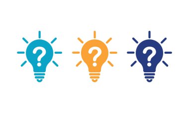 Ampul ve soru işareti. Fikir üretimi ve yaratıcılık, simge, vektör.