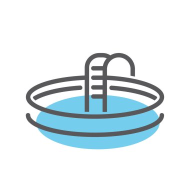 Yüzme havuzu, jakuzi, çocukların şişme havuzu, ikon, vektör.