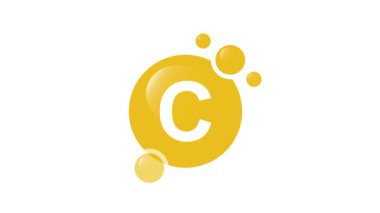 Havada yüzen sarı C vitamini kompleks ilaç kapsülü. 