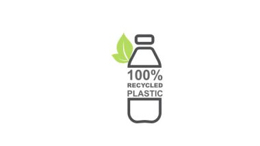 Geri dönüştürülmüş plastik şişe, vektör, video, simge, logo.
