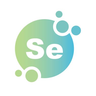 Mavi kabarcığın içindeki Selenyum mineralleri, simge, vektör.