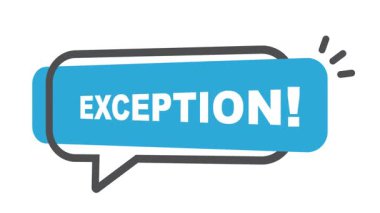 Konuşma kabarcığı ve mavi tonda beyaz arkaplanda kelime istisnası.