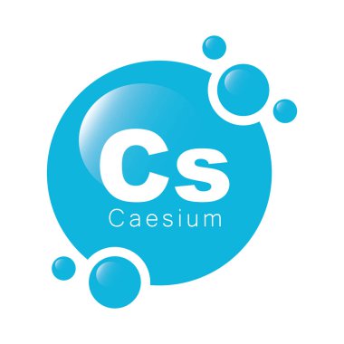 Sezyum elementi. Atom numarası 55. Vektör, sembol.