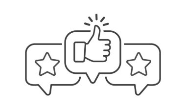 Baş parmak ikonlu iki Yıldız Derecelendirme. Derecelendirme yıldızları kaliteli hizmet için müşteri olumlu geri bildirim rozeti. 