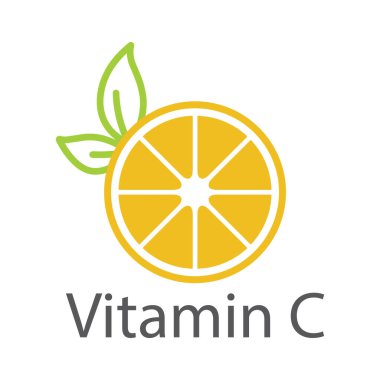 C vitamini portakal ve yapı. Haplar karmaşık vitaminler - simge, vektör.