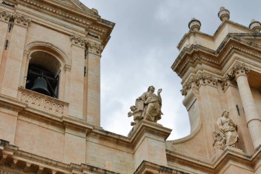 Noto Katedrali cephesi, Noto, Sicilya. Sicilya, Itlay, Avrupa 'nın Syracuse eyaletine bağlı Barok kasabası Noto. İtalya 'da tatiller. 